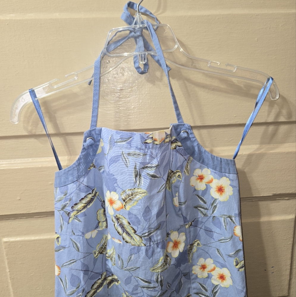 American Eagle Hawiian Floral 100% Cotton Tie Neck Halter Dress EUC Size: 4 - Picture 3 of 4